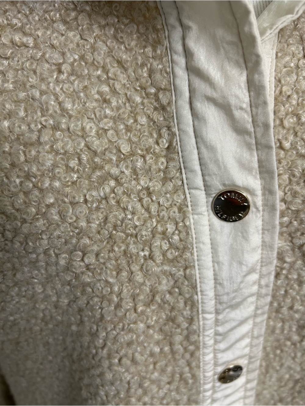 Tommy Hilfiger Beige Sherpa Button-Front Jacket Size Large - Picture 3 of 7